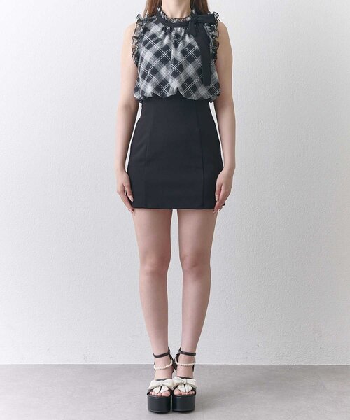 Belle Charme(ベルシャルム)の「【Belle Charme】Ribbon Tie Docking Onepiece(ワンピース・レディース・チェック/ベージュ/ブラック・FREE)」の12枚目の写真