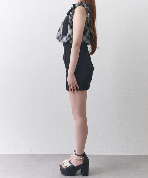 Belle Charme(ベルシャルム)の「【Belle Charme】Ribbon Tie Docking Onepiece(ワンピース・レディース・チェック/ベージュ/ブラック・FREE)」の13枚目の写真