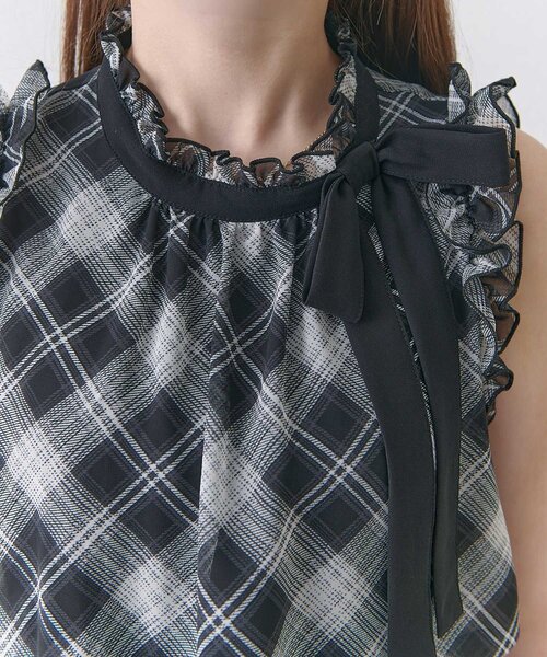 Belle Charme(ベルシャルム)の「【Belle Charme】Ribbon Tie Docking Onepiece(ワンピース・レディース・チェック/ベージュ/ブラック・FREE)」の16枚目の写真