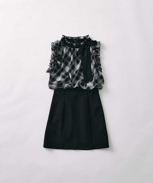 Belle Charme(ベルシャルム)の「【Belle Charme】Ribbon Tie Docking Onepiece(ワンピース・レディース・チェック/ベージュ/ブラック・FREE)」の21枚目の写真