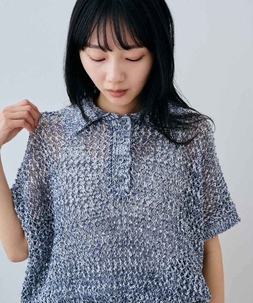 MEDE19F(メデジュウキュウ)の「MEDE19F 衿付きテープヤーンニットプルオーバー(ニット/セーター・レディース・ベージュ/ネイビー・L/M)」の12枚目の写真