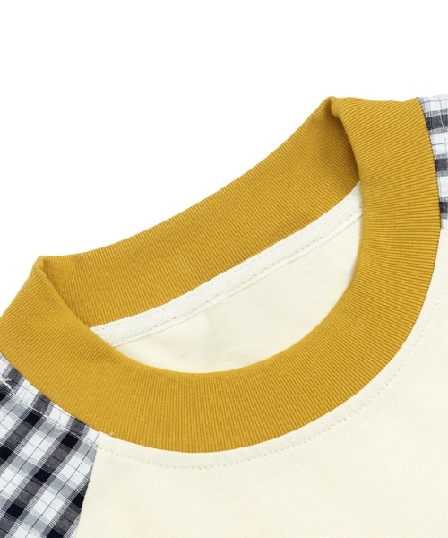 HOOK(フック)の「HOOK アクアリウム × 手書き文字風プリント チェック切替ラグランビッグシルエットT(Tシャツ/カットソー・メンズ・ライトベージュ/ブラック・FREE)」の11枚目の写真