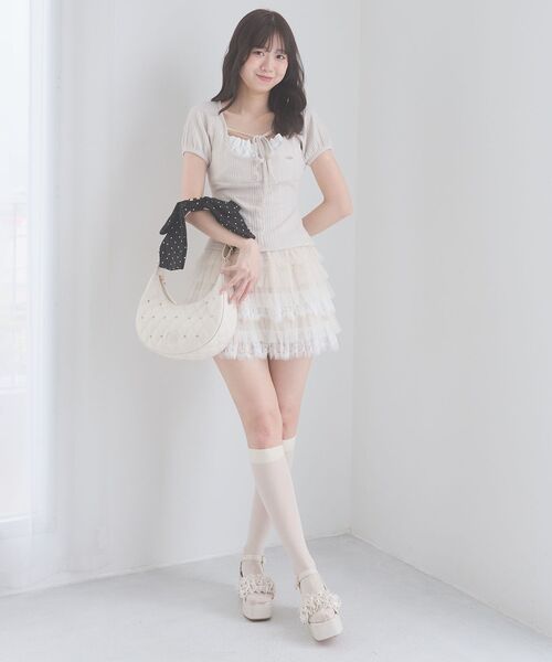 MAJESTIC LEGON(マジェスティックレゴン)の「2WAYリボンビジュームーンバッグ(ショルダーバッグ・レディース・アイボリー/ブラック・FREE)」の7枚目の写真