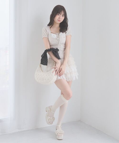 MAJESTIC LEGON(マジェスティックレゴン)の「2WAYリボンビジュームーンバッグ(ショルダーバッグ・レディース・アイボリー/ブラック・FREE)」の8枚目の写真