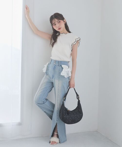 MAJESTIC LEGON(マジェスティックレゴン)の「2WAYリボンビジュームーンバッグ(ショルダーバッグ・レディース・アイボリー/ブラック・FREE)」の15枚目の写真