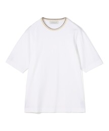 スーピマコットンシルケット リンキングニット襟Tシャツ