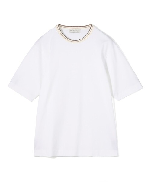 TOMORROWLAND (トゥモローランド)の「スーピマコットンシルケット リンキングニット襟Tシャツ(Tシャツ/カットソー・メンズ・ブラック/ホワイト/カーキ/ボルドー・S/M/L)」の2枚目の写真