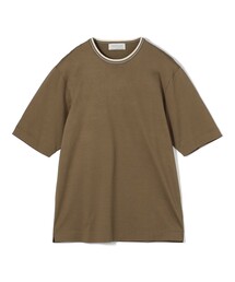 スーピマコットンシルケット リンキングニット襟Tシャツ