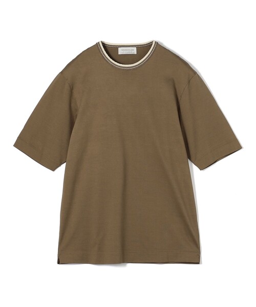TOMORROWLAND (トゥモローランド)の「スーピマコットンシルケット リンキングニット襟Tシャツ(Tシャツ/カットソー・メンズ・ブラック/ホワイト/カーキ/ボルドー・S/M/L)」の4枚目の写真