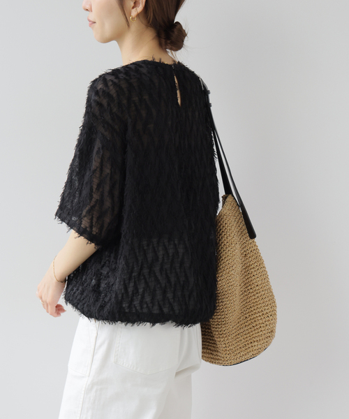 JOURNAL STANDARD relume(ジャーナルスタンダード レリューム)の「シアーカットジャガードTブラウス(シャツ/ブラウス・レディース・ベージュ/ブラック・FREE)」の20枚目の写真