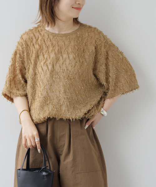 JOURNAL STANDARD relume(ジャーナルスタンダード レリューム)の「シアーカットジャガードTブラウス(シャツ/ブラウス・レディース・ベージュ/ブラック・FREE)」の14枚目の写真