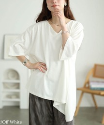 アシメヘムコットンチュニックTシャツ【大きいサイズ対応】