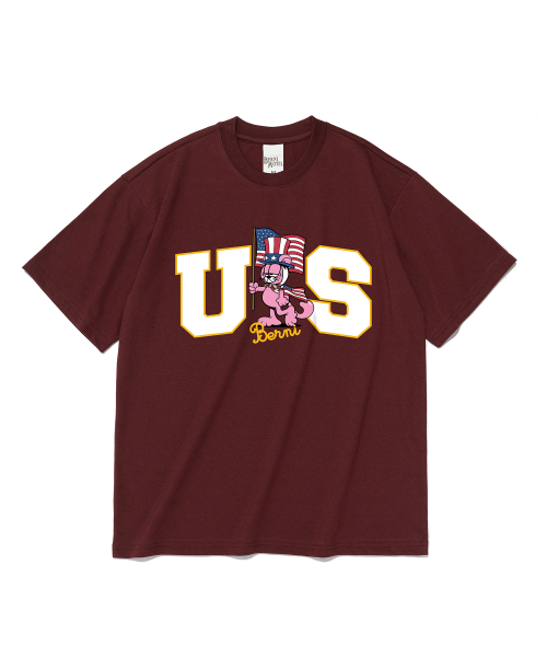 BERNI(ベルニ)の「アメリカロゴ半袖Tシャツ(ワイン)(Tシャツ/カットソー・レディース・その他・SMALL/MEDIUM/LARGE/X-LARGE/2XL)」の1枚目の写真