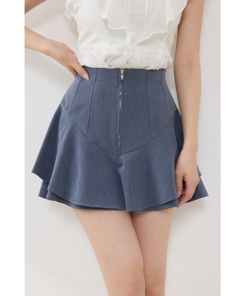 rienda(リエンダ)の「レイヤードヘムコルセットスコートショートパンツ 夏服 秋服(その他パンツ・レディース・ブラック/ブルー/ホワイト・MEDIUM/SMALL/X-SMALL)」の3枚目の写真