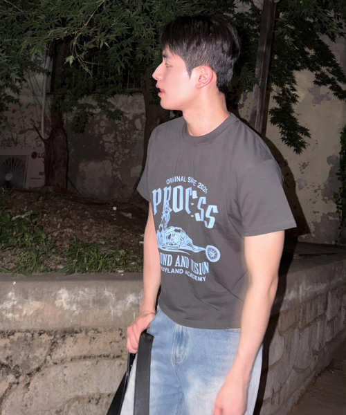 PROCESS(プロセス)の「Crop motor tee - Charcoal(Tシャツ/カットソー・メンズ・ダークグレー・FREE)」の2枚目の写真