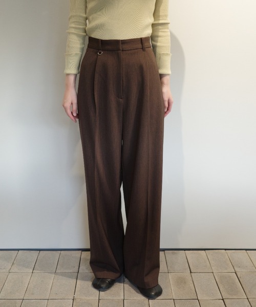 CLANE(クラネ)の「CLANE 2WAY TUCK STRAIGHT PANTS(その他パンツ・レディース・ブラック/ブラウン/その他・1/2)」の1枚目の写真