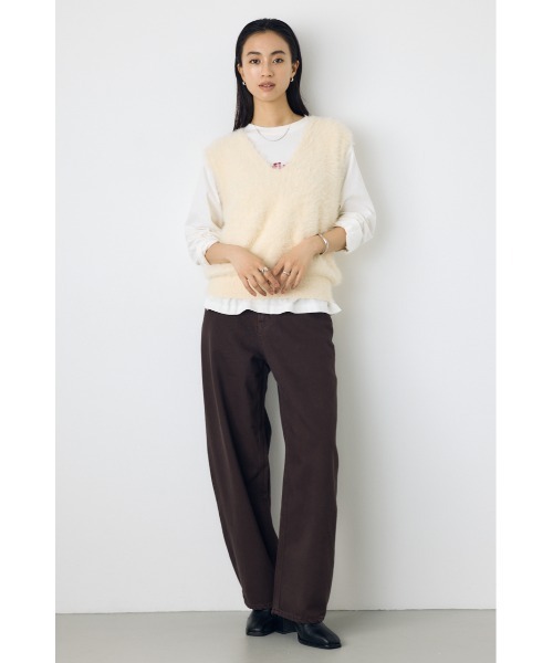 AZUL by moussy(アズールバイマウジー)の「【身長/骨格別着用画像あり】AZUL DENIM カラーワイドデニム 秋服 ロングパンツ ジーンズ カラーパンツ カラーデニム(デニムパンツ・レディース・カーキ/ブラウン/ピンク・27inch/26inch/25inch/24inch/23inch)」の13枚目の写真