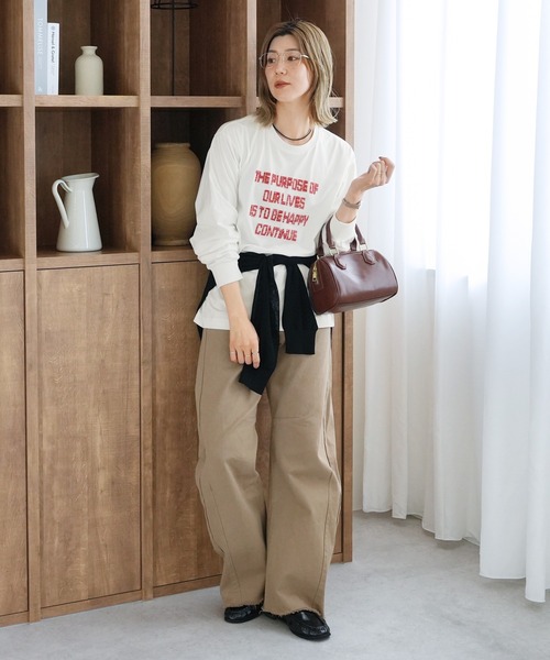 reca（レカ）の「ビーズ刺繍ロゴTシャツ（Tシャツ/カットソー・レディース・オフホワイト/チャコール/トップグレー・FREE）」の8枚目の写真