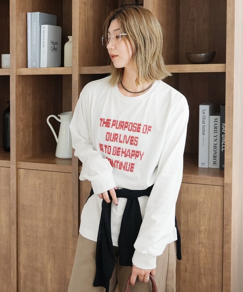 reca（レカ）の「ビーズ刺繍ロゴTシャツ（Tシャツ/カットソー・レディース・オフホワイト/チャコール/トップグレー・FREE）」の5枚目の写真
