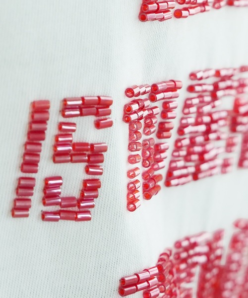 reca（レカ）の「ビーズ刺繍ロゴTシャツ（Tシャツ/カットソー・レディース・オフホワイト/チャコール/トップグレー・FREE）」の7枚目の写真
