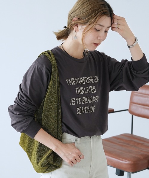 reca（レカ）の「ビーズ刺繍ロゴTシャツ（Tシャツ/カットソー・レディース・オフホワイト/チャコール/トップグレー・FREE）」の10枚目の写真