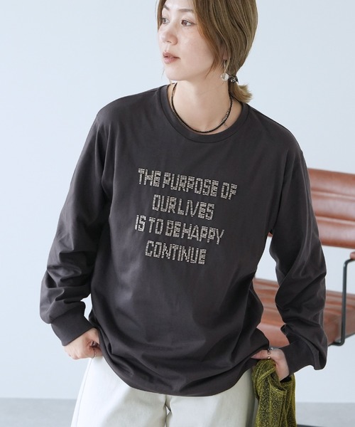 reca（レカ）の「ビーズ刺繍ロゴTシャツ（Tシャツ/カットソー・レディース・オフホワイト/チャコール/トップグレー・FREE）」の12枚目の写真