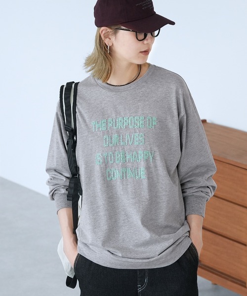 reca（レカ）の「ビーズ刺繍ロゴTシャツ（Tシャツ/カットソー・レディース・オフホワイト/チャコール/トップグレー・FREE）」の16枚目の写真