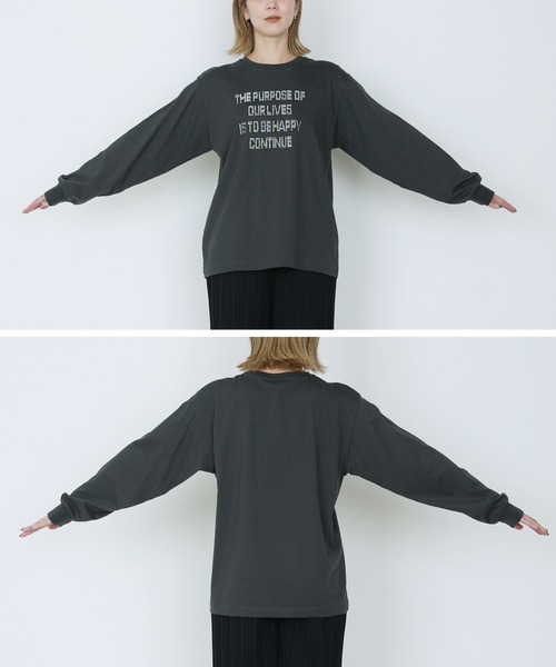 reca（レカ）の「ビーズ刺繍ロゴTシャツ（Tシャツ/カットソー・レディース・オフホワイト/チャコール/トップグレー・FREE）」の22枚目の写真