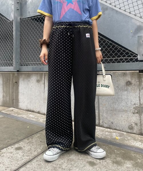 HELLO.SANFRANCISCO(ハローサンフランシスコ)の「【HELLO.SANFRANCISCO】アシメドット柄スウェットワイドパンツ(スウェットパンツ・レディース・ホワイト/ブラック・ONE SIZE)」の13枚目の写真