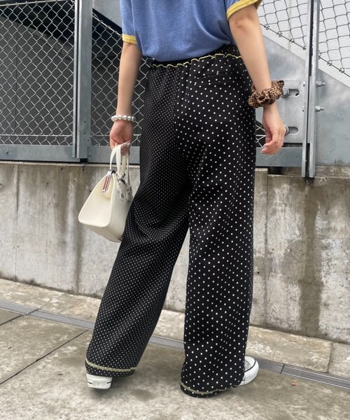 HELLO.SANFRANCISCO(ハローサンフランシスコ)の「【HELLO.SANFRANCISCO】アシメドット柄スウェットワイドパンツ(スウェットパンツ・レディース・ホワイト/ブラック・ONE SIZE)」の15枚目の写真