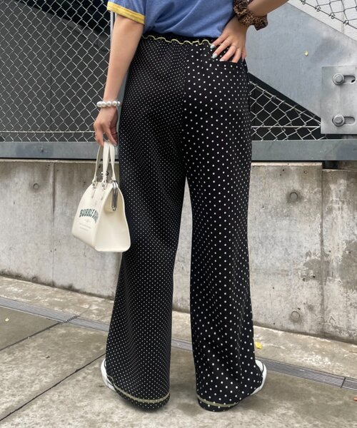 HELLO.SANFRANCISCO(ハローサンフランシスコ)の「【HELLO.SANFRANCISCO】アシメドット柄スウェットワイドパンツ(スウェットパンツ・レディース・ホワイト/ブラック・ONE SIZE)」の16枚目の写真