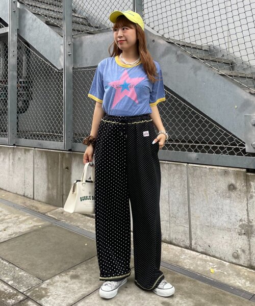 HELLO.SANFRANCISCO(ハローサンフランシスコ)の「【HELLO.SANFRANCISCO】アシメドット柄スウェットワイドパンツ(スウェットパンツ・レディース・ホワイト/ブラック・ONE SIZE)」の17枚目の写真