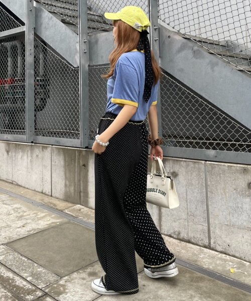 HELLO.SANFRANCISCO(ハローサンフランシスコ)の「【HELLO.SANFRANCISCO】アシメドット柄スウェットワイドパンツ(スウェットパンツ・レディース・ホワイト/ブラック・ONE SIZE)」の18枚目の写真