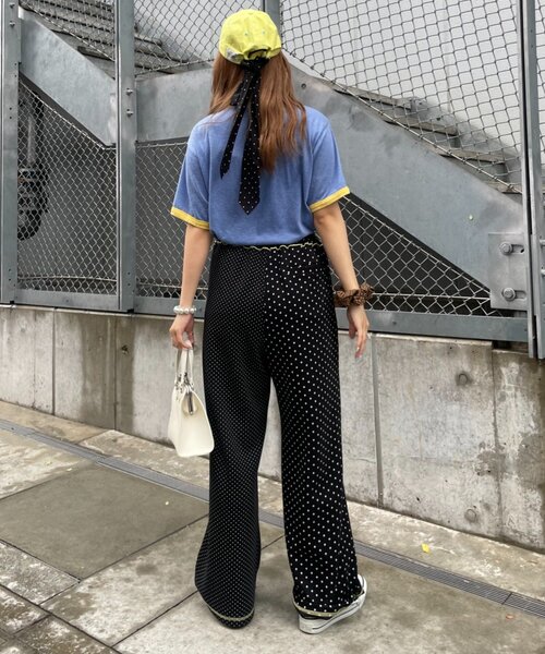 HELLO.SANFRANCISCO(ハローサンフランシスコ)の「【HELLO.SANFRANCISCO】アシメドット柄スウェットワイドパンツ(スウェットパンツ・レディース・ホワイト/ブラック・ONE SIZE)」の19枚目の写真