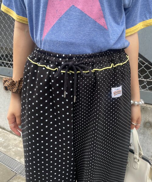 HELLO.SANFRANCISCO(ハローサンフランシスコ)の「【HELLO.SANFRANCISCO】アシメドット柄スウェットワイドパンツ(スウェットパンツ・レディース・ホワイト/ブラック・ONE SIZE)」の20枚目の写真