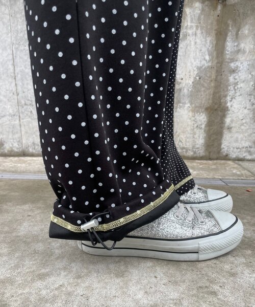 HELLO.SANFRANCISCO(ハローサンフランシスコ)の「【HELLO.SANFRANCISCO】アシメドット柄スウェットワイドパンツ(スウェットパンツ・レディース・ホワイト/ブラック・ONE SIZE)」の22枚目の写真