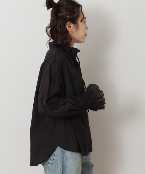 JOURNAL STANDARD LUXE(ジャーナルスタンダード ラックス)の「コットンローン フリルブラウス(シャツ/ブラウス・レディース・ブラック/ホワイト・FREE)」の14枚目の写真