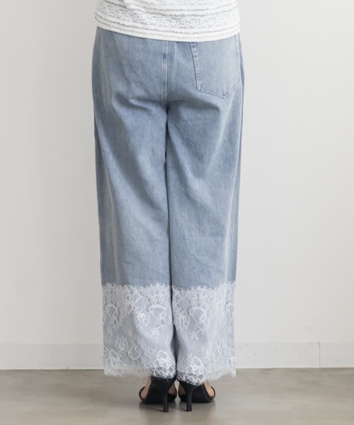 CLETTE(クレット)の「裾レースワイドデニムパンツ(その他パンツ・レディース・ネイビー/ブルー・LL/3L/4L)」の9枚目の写真