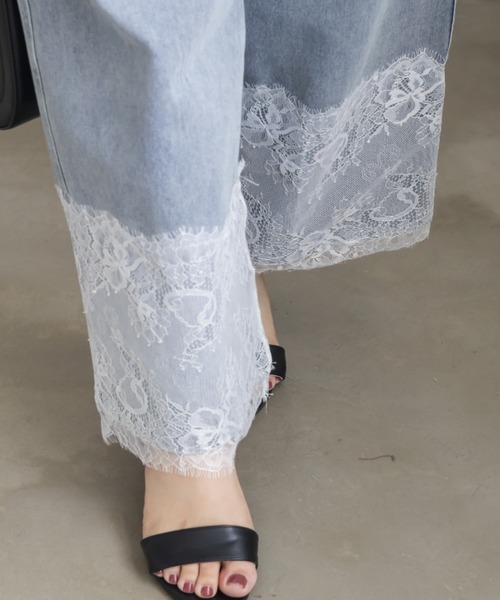 CLETTE(クレット)の「裾レースワイドデニムパンツ(その他パンツ・レディース・ネイビー/ブルー・LL/3L/4L)」の17枚目の写真