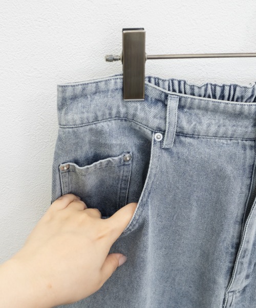 CLETTE(クレット)の「裾レースワイドデニムパンツ(その他パンツ・レディース・ネイビー/ブルー・LL/3L/4L)」の3枚目の写真