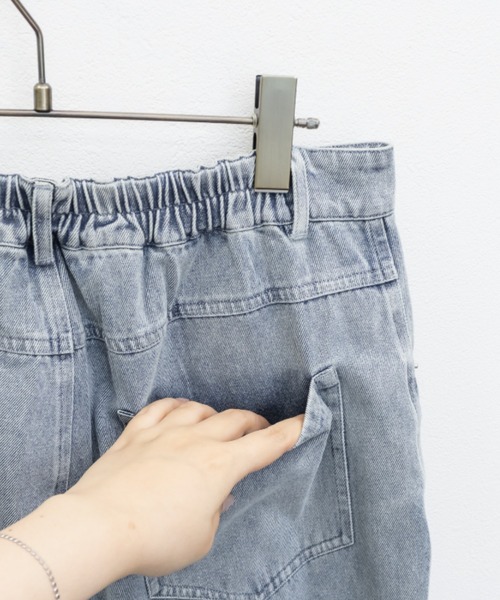 CLETTE(クレット)の「裾レースワイドデニムパンツ(その他パンツ・レディース・ネイビー/ブルー・LL/3L/4L)」の4枚目の写真
