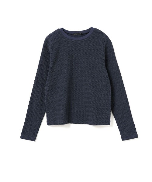mizuiroind（ミズイロインド）の「mizuiro ind オーガニックコットンブレンドレースプルオーバー（Tシャツ/カットソー・レディース・アイボリー/ネイビー・FREE）」の2枚目の写真