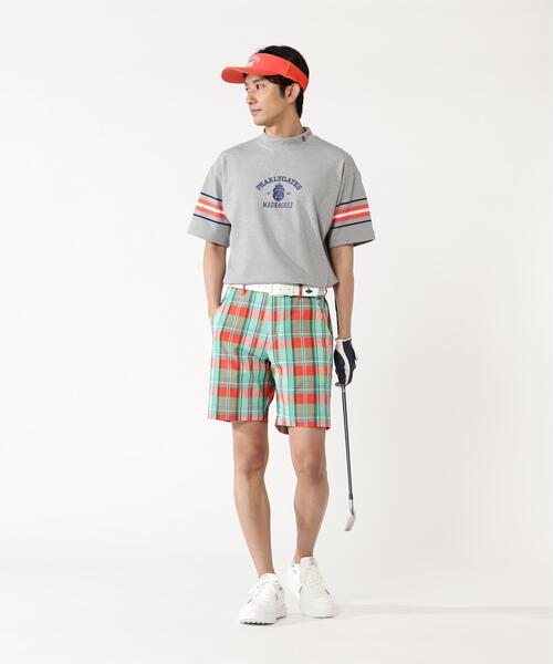 PEARLY GATES（パーリーゲイツ）の「【PEARLY GATES】先染めストレッチタックボーダー半袖ハイネックカットソー［Relaxシルエット]（Tシャツ/カットソー・メンズ・グレー系その他/ホワイト系その他/ダークブルー・LARGE/X-LARGE/MEDIUM）」の5枚目の写真