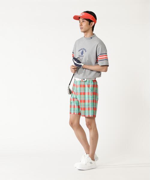 PEARLY GATES（パーリーゲイツ）の「【PEARLY GATES】先染めストレッチタックボーダー半袖ハイネックカットソー［Relaxシルエット]（Tシャツ/カットソー・メンズ・グレー系その他/ホワイト系その他/ダークブルー・LARGE/X-LARGE/MEDIUM）」の6枚目の写真