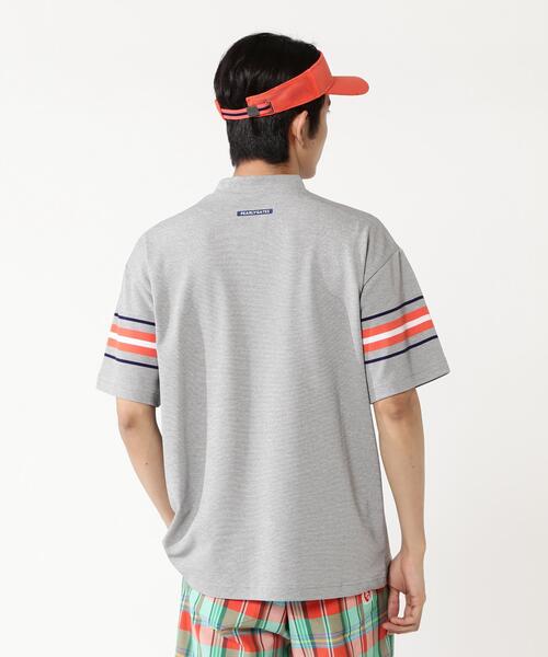 PEARLY GATES（パーリーゲイツ）の「【PEARLY GATES】先染めストレッチタックボーダー半袖ハイネックカットソー［Relaxシルエット]（Tシャツ/カットソー・メンズ・グレー系その他/ホワイト系その他/ダークブルー・LARGE/X-LARGE/MEDIUM）」の7枚目の写真