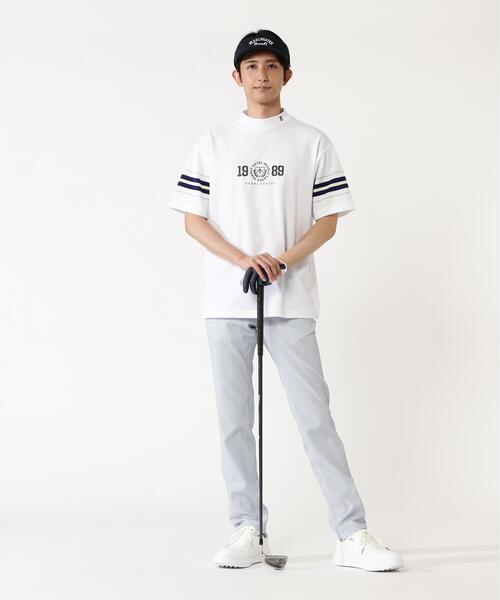 PEARLY GATES（パーリーゲイツ）の「【PEARLY GATES】先染めストレッチタックボーダー半袖ハイネックカットソー［Relaxシルエット]（Tシャツ/カットソー・メンズ・グレー系その他/ホワイト系その他/ダークブルー・LARGE/X-LARGE/MEDIUM）」の18枚目の写真