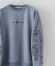 SUGGESTION（サジェッション）の「SUGGESTION 袖刺繍カットスエードトレーナー（スウェット）」