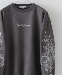 SUGGESTION（サジェッション）の「SUGGESTION 袖刺繍カットスエードトレーナー（スウェット）」