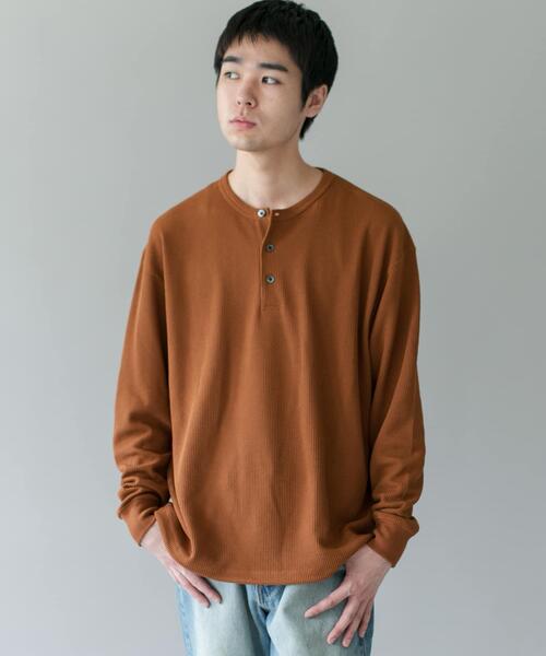 URBAN RESEARCH DOORS(アーバンリサーチドアーズ)の「DRYMIXワッフル ドロスト ロングスリーブ Tシャツ(Tシャツ/カットソー・メンズ・ライトグレー/ブラウン/ネイビー・MEDIUM/LARGE)」の2枚目の写真