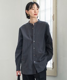 kuros' | 【kuros’オリジナル】ストライプバンドカラーシャツ 日本製 UNISEX(シャツ/ブラウス)